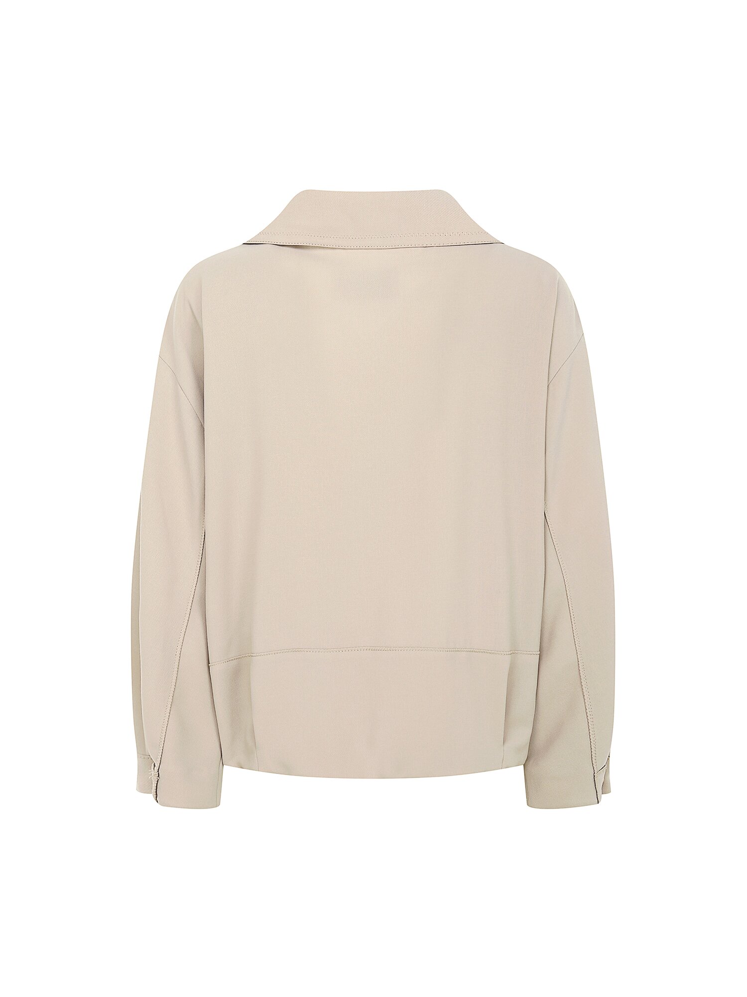 루즈핏 밴딩 오픈 칼라 재킷 (BEIGE)