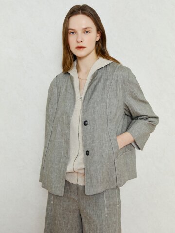 내추럴 버튼업 린넨 재킷 