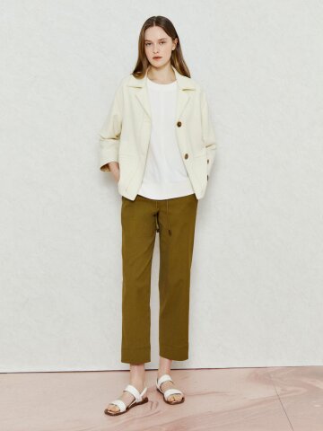 백 포켓 스트링 배기 팬츠 