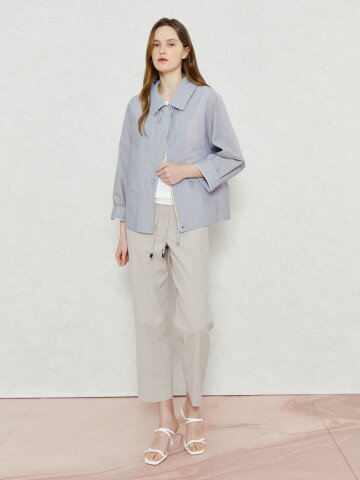 백 포켓 스트링 배기 팬츠 