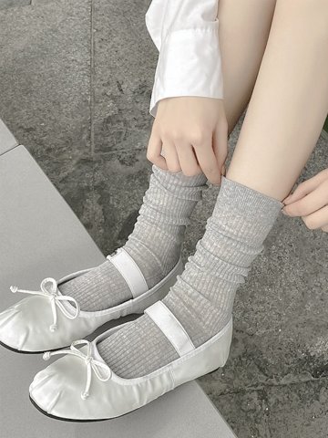 여성 시스루 양말 긴목 골지 쿨 무지 패션 여름양말 LDSC008