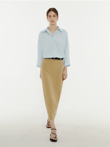 백 슬릿 H라인 롱 스커트 