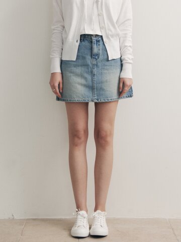 베이직 미니 데님 스커트 / 라이트 인디고
