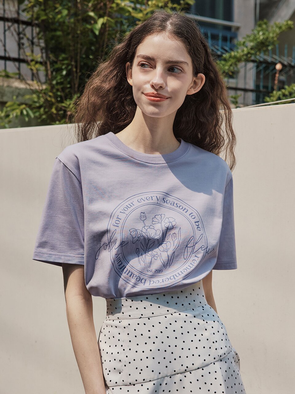 [6컬러] 플라워 레터링 반팔 티셔츠