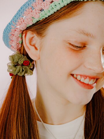 미니 로즈 시스루 스크런치 (카키)