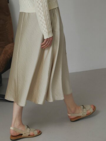 [레이허] Wide Band Satin Skirt [Mocha MOUSSE]