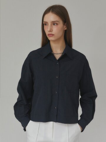 [레이허] Leisure Crop Shircket [NAVY]