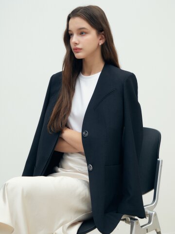 레이어 브이넥 싱글 투버튼 재킷 