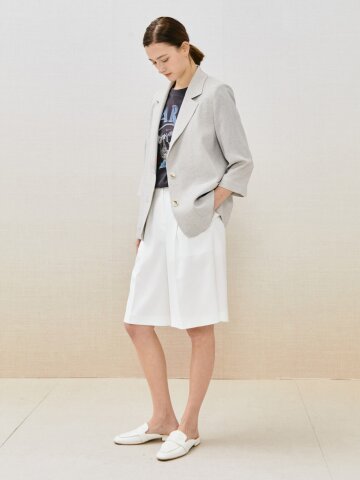 투턱 와이드 하프 팬츠 