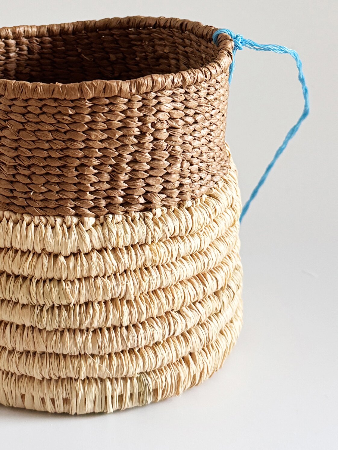 Blue handle basket