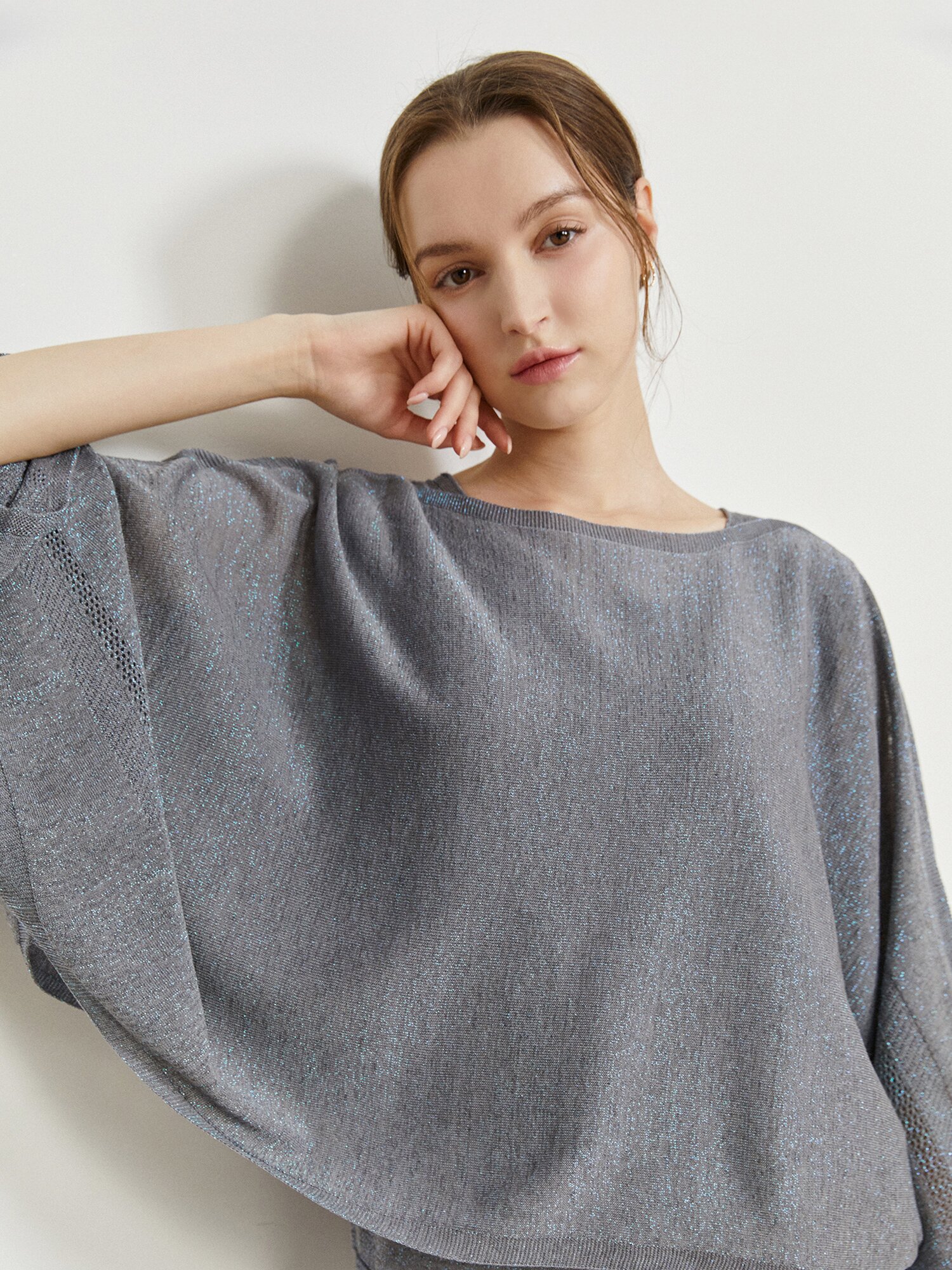 글리터 레이어드 니트 +니트 세트 (GREY)