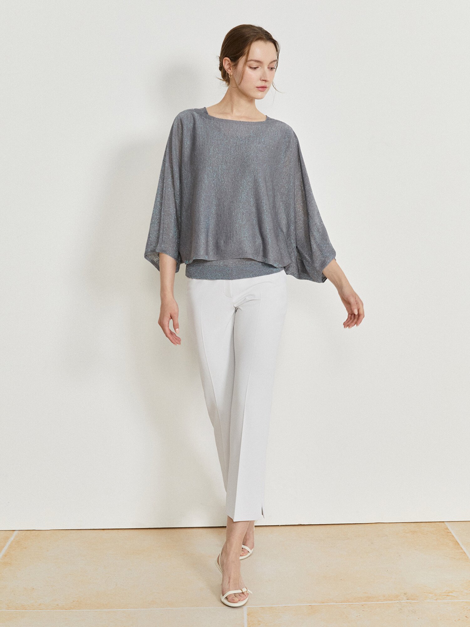 글리터 레이어드 니트 +니트 세트 (GREY)