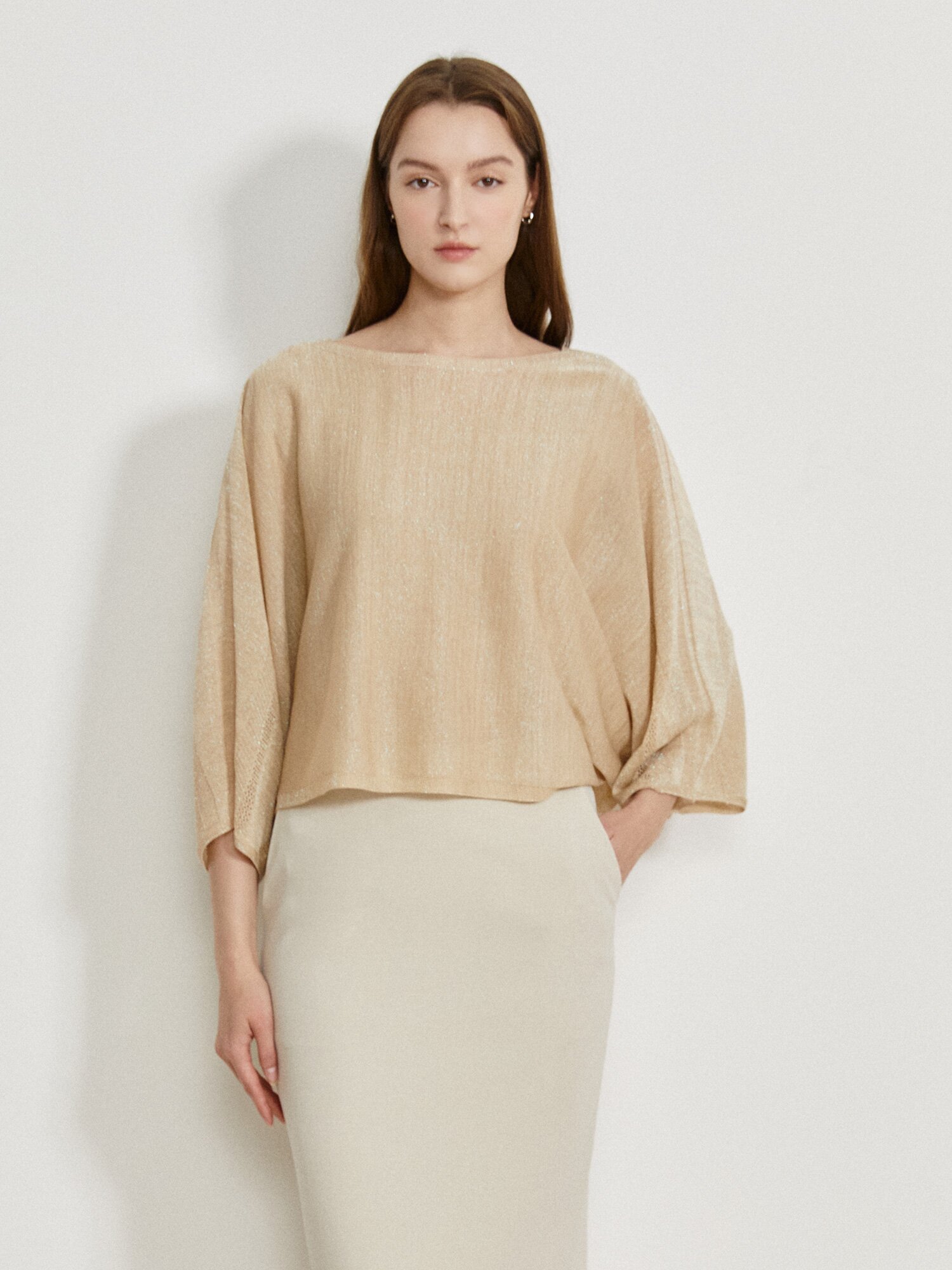 글리터 레이어드 니트 +니트 세트 (BEIGE)