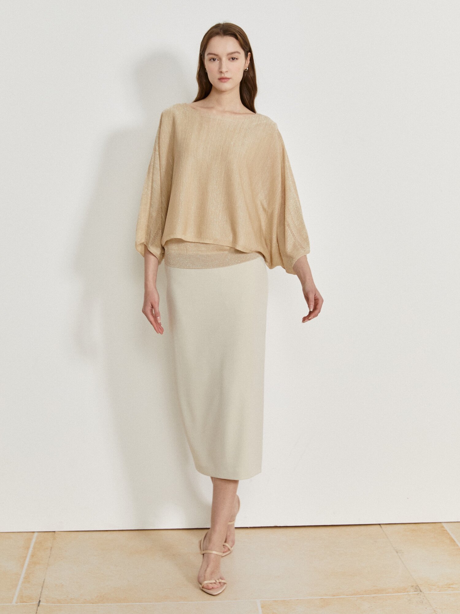 글리터 레이어드 니트 +니트 세트 (BEIGE)