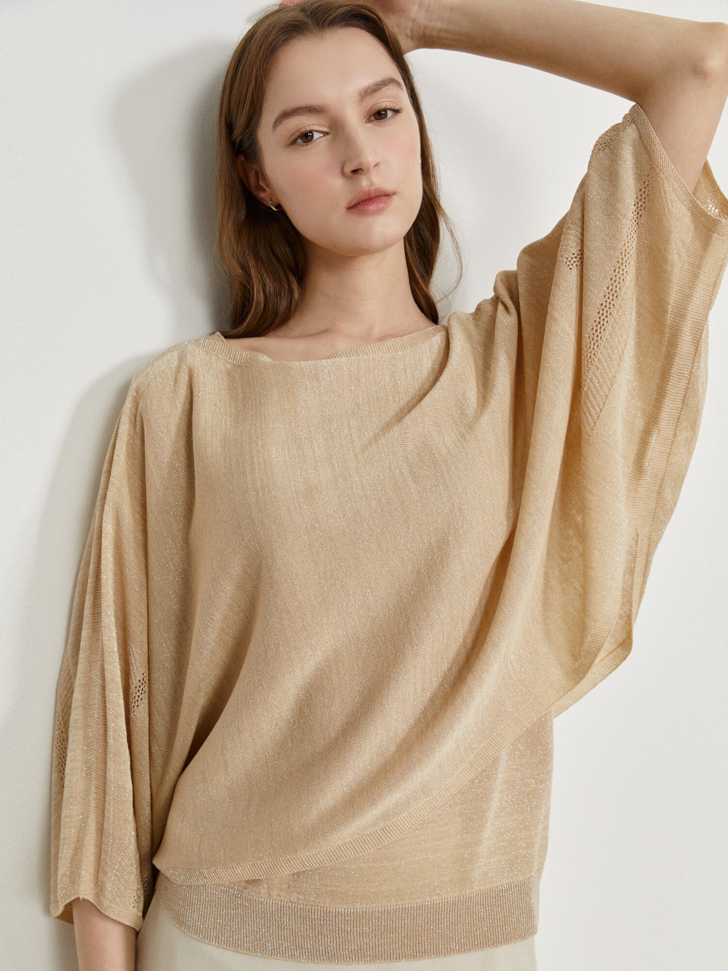 글리터 레이어드 니트 +니트 세트 (BEIGE)