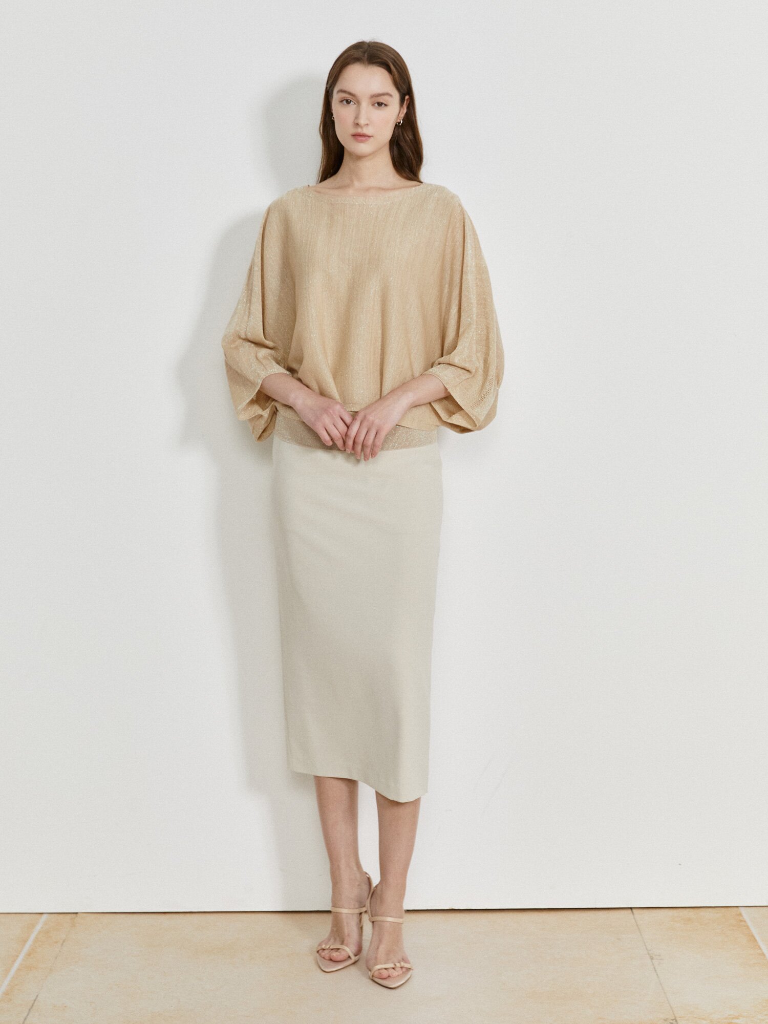 글리터 레이어드 니트 +니트 세트 (BEIGE)