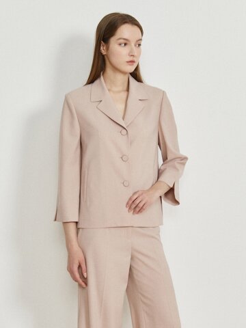 사이드 플리츠 오픈 칼라 재킷 