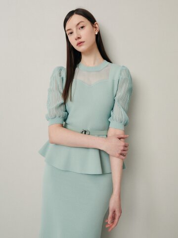 벨라 시스루 퍼프 니트 