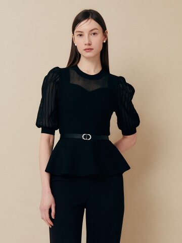 벨라 시스루 퍼프 니트 