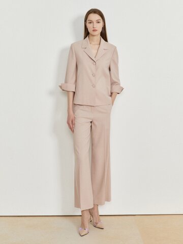 플랩 백 밴딩 와이드 팬츠 