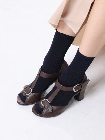 피프 토우 티 스트랩 샌들힐(7cm)_초코브라운,블랙