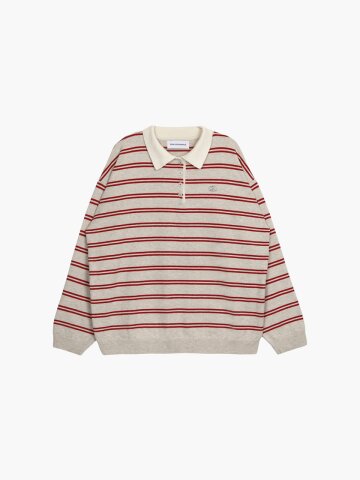 PPA STRIPE COLLAR KNIT_OATMEAL