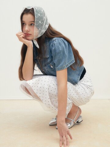 도트 시스루 헴 H라인 스커트 