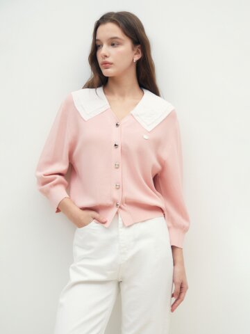 세일러 칼라 브이넥 가디건 