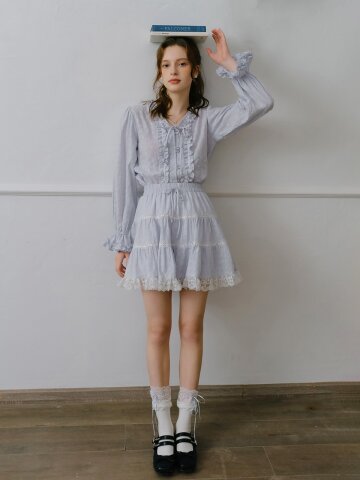 Cest_Cotton lace banding skirt