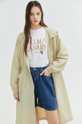 백 밴딩 숏 데님 팬츠 