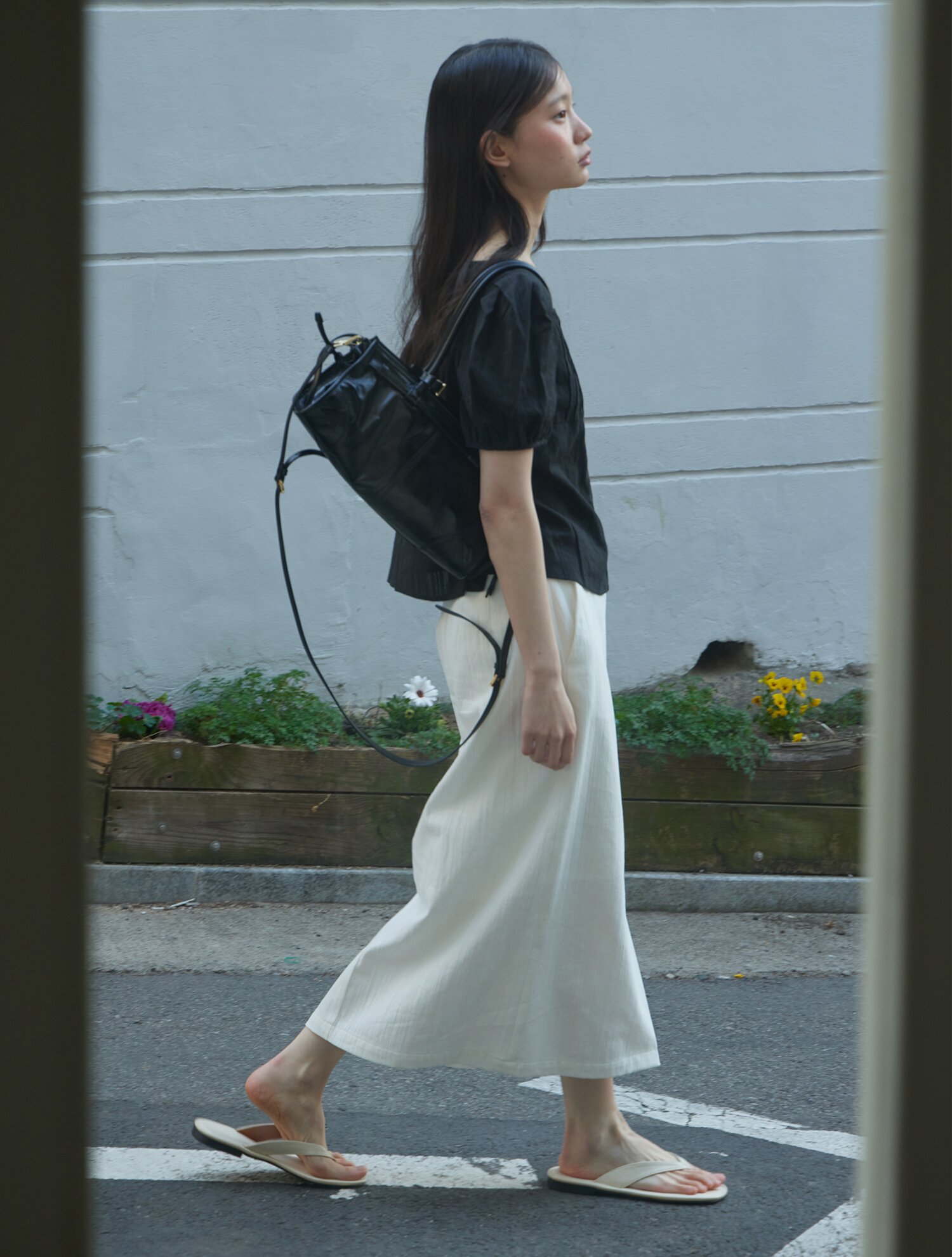 Belted H-line skirt_WHITE