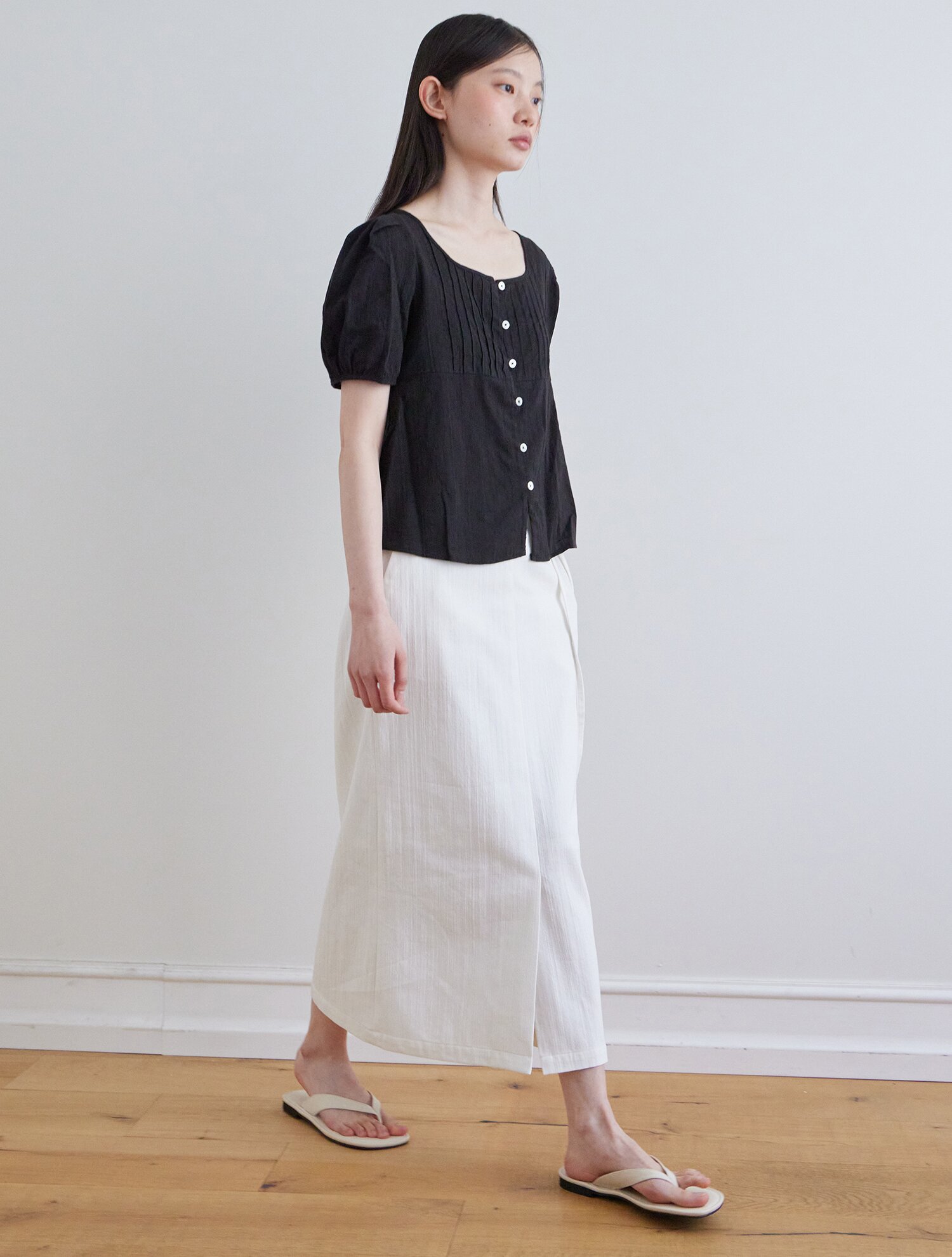 Belted H-line skirt_WHITE