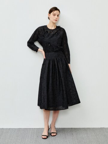 도트 플레어 자카드 스커트 