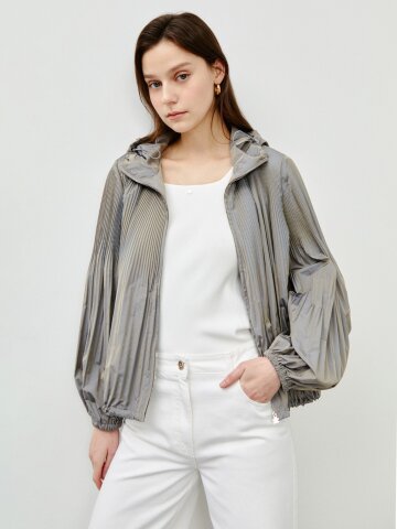 플리츠 후드 라이트 점퍼 