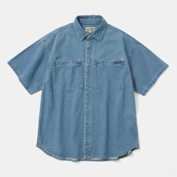 COLUMBIA TRAJAN LABEL HIDDEN POCKET DENIM S/S SHIRTS 라이트데님
