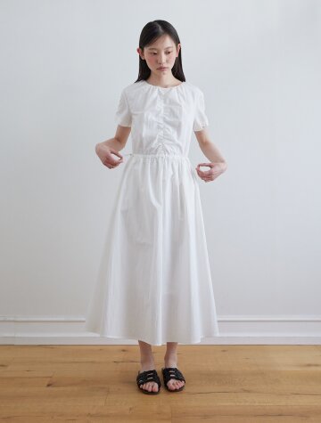 [6/10 예약배송] Half sleeve string one-piece_WHITE