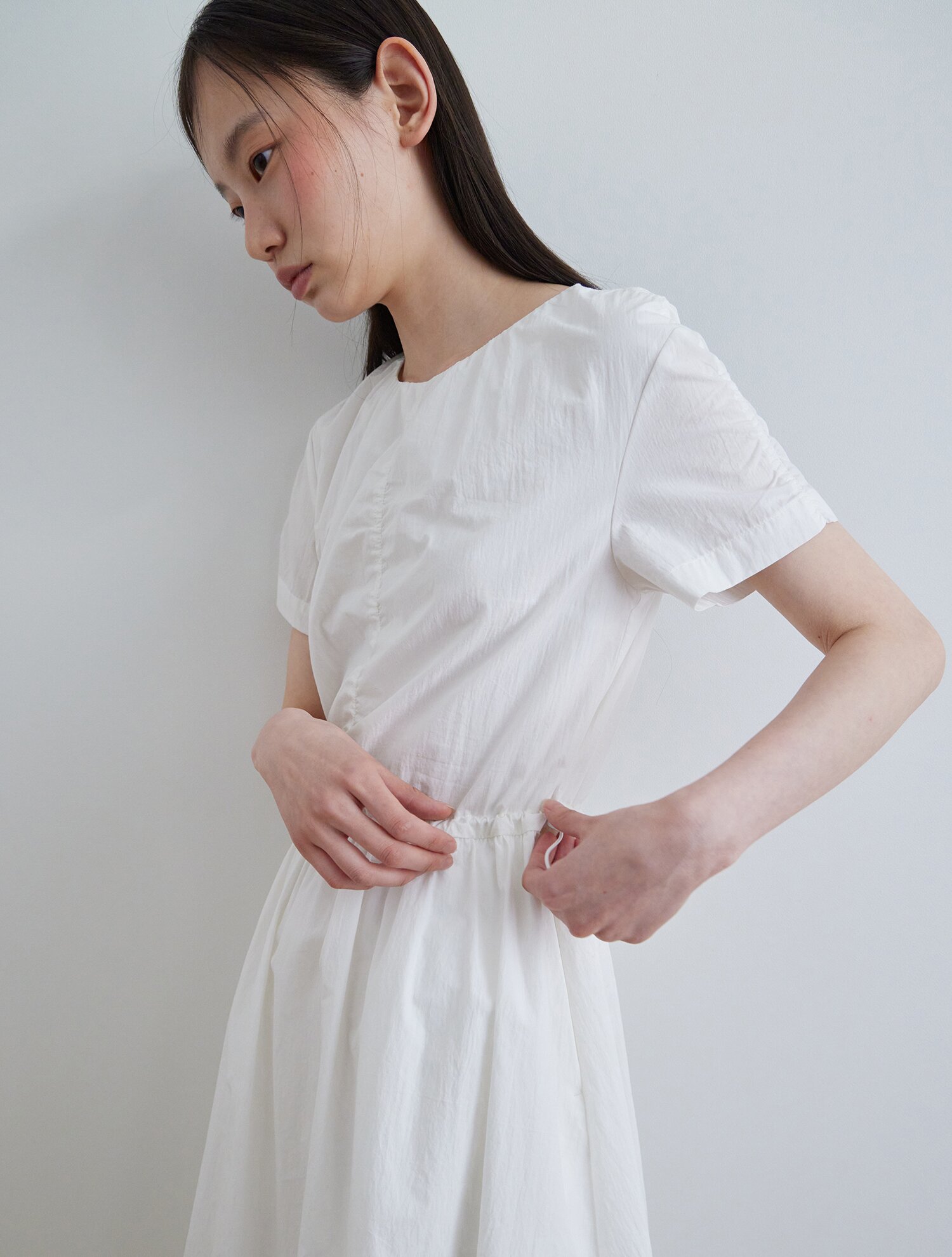 Half sleeve string one-piece_WHITE