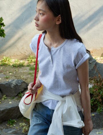 Henley Short Sleeve T-Shirt_LIGHT GREY