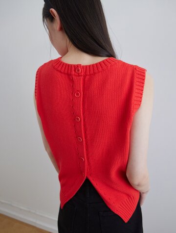 Reversible sleeveless cardigan_RED