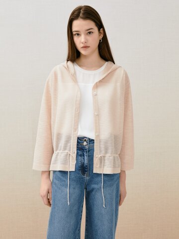 린넨 스트링 후드 가디건 