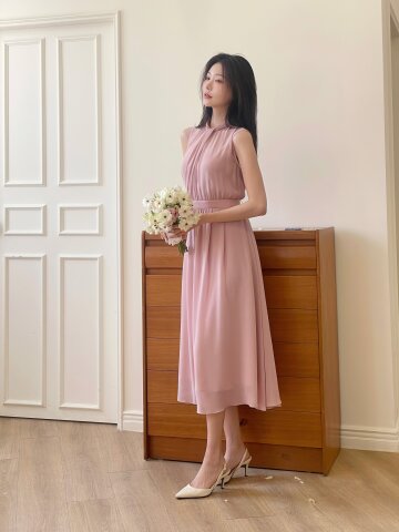 디테쳐블 케이프 시폰 원피스 