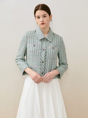 트위드 칼라 크롭 재킷 