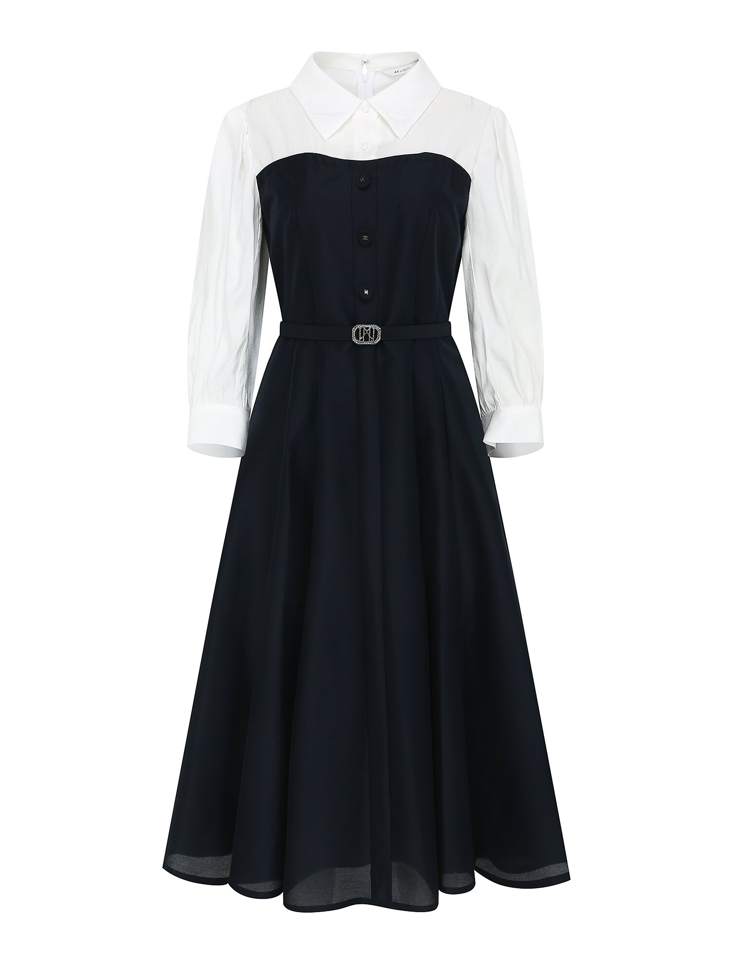 오간자 배색 뷔스티에 원피스 (DARK NAVY)