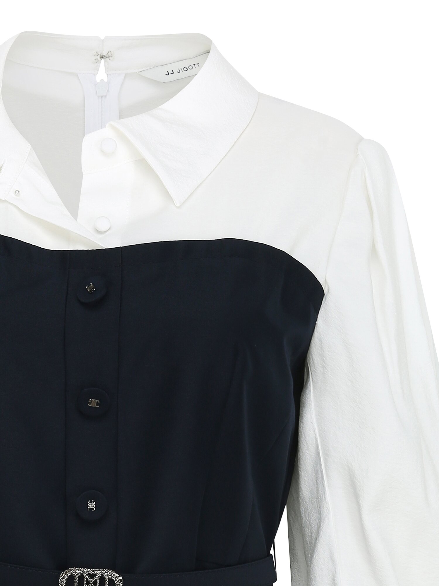 오간자 배색 뷔스티에 원피스 (DARK NAVY)