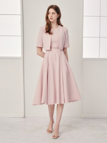 스퀘어 플레어 원피스 +재킷 세트 