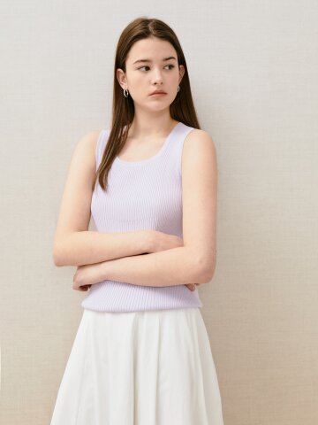 골지 메탈 장식 스퀘어넥 니트 