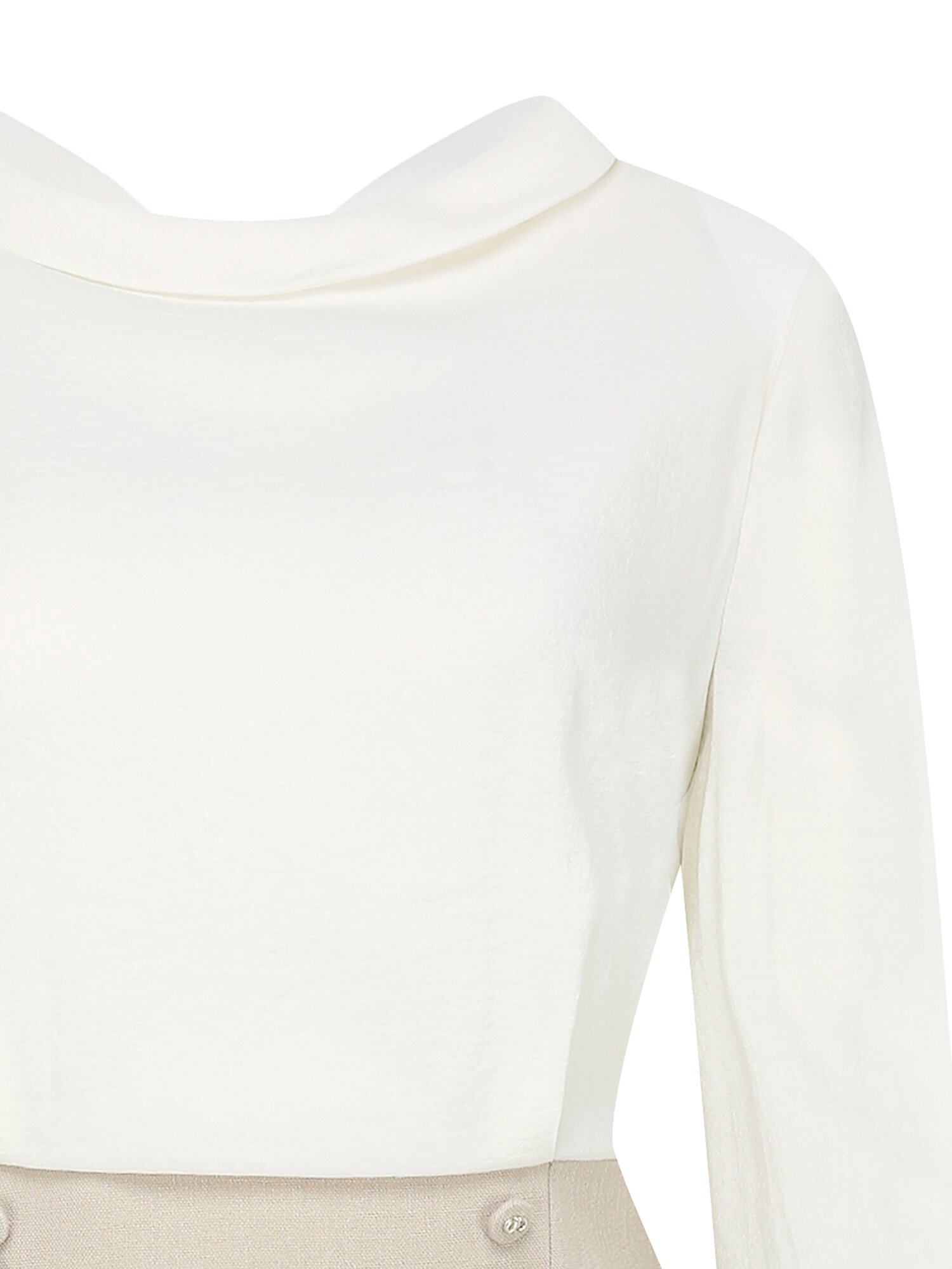 배색 백 스트랩 플레어 원피스 (BEIGE)