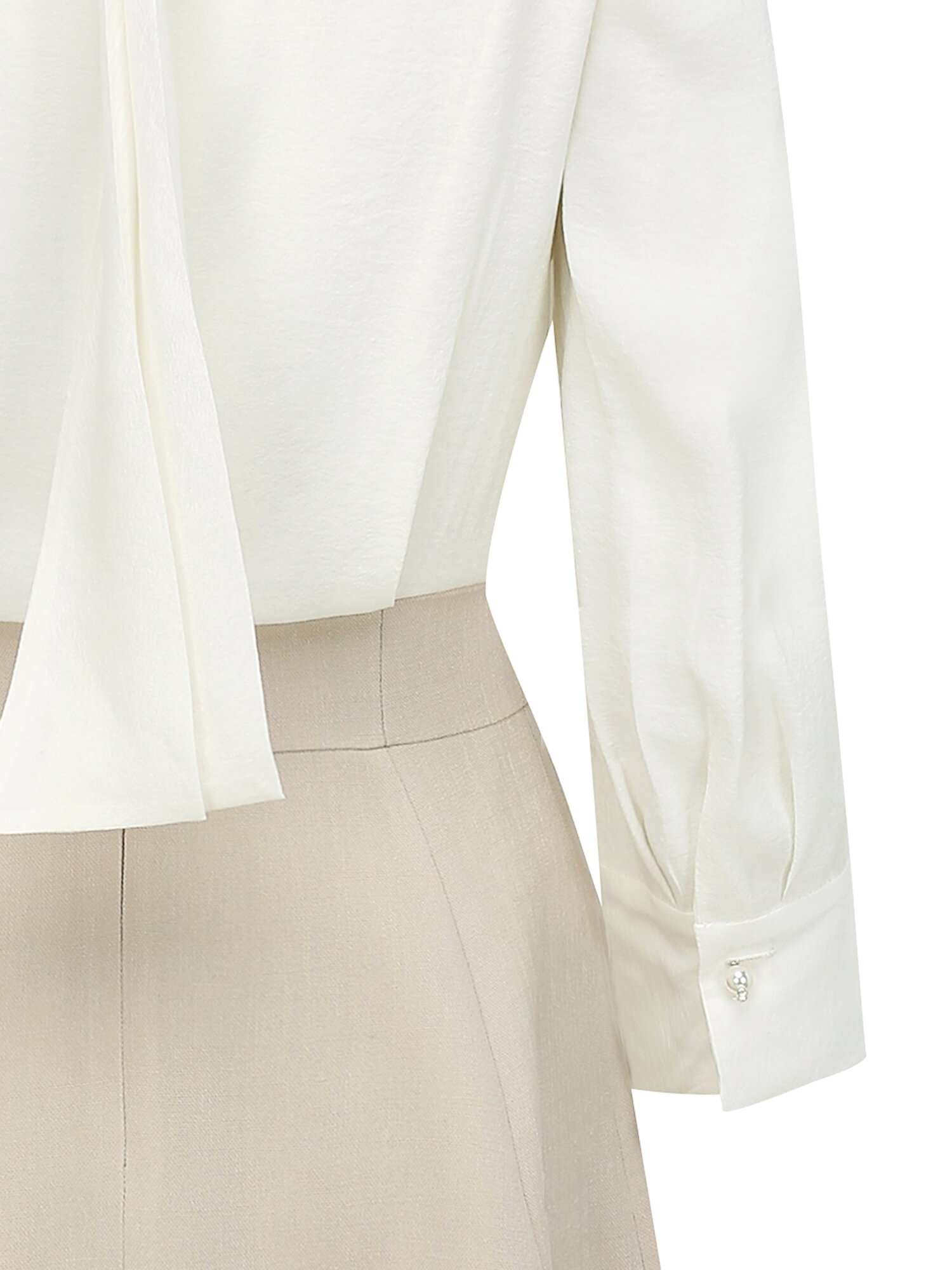 배색 백 스트랩 플레어 원피스 (BEIGE)