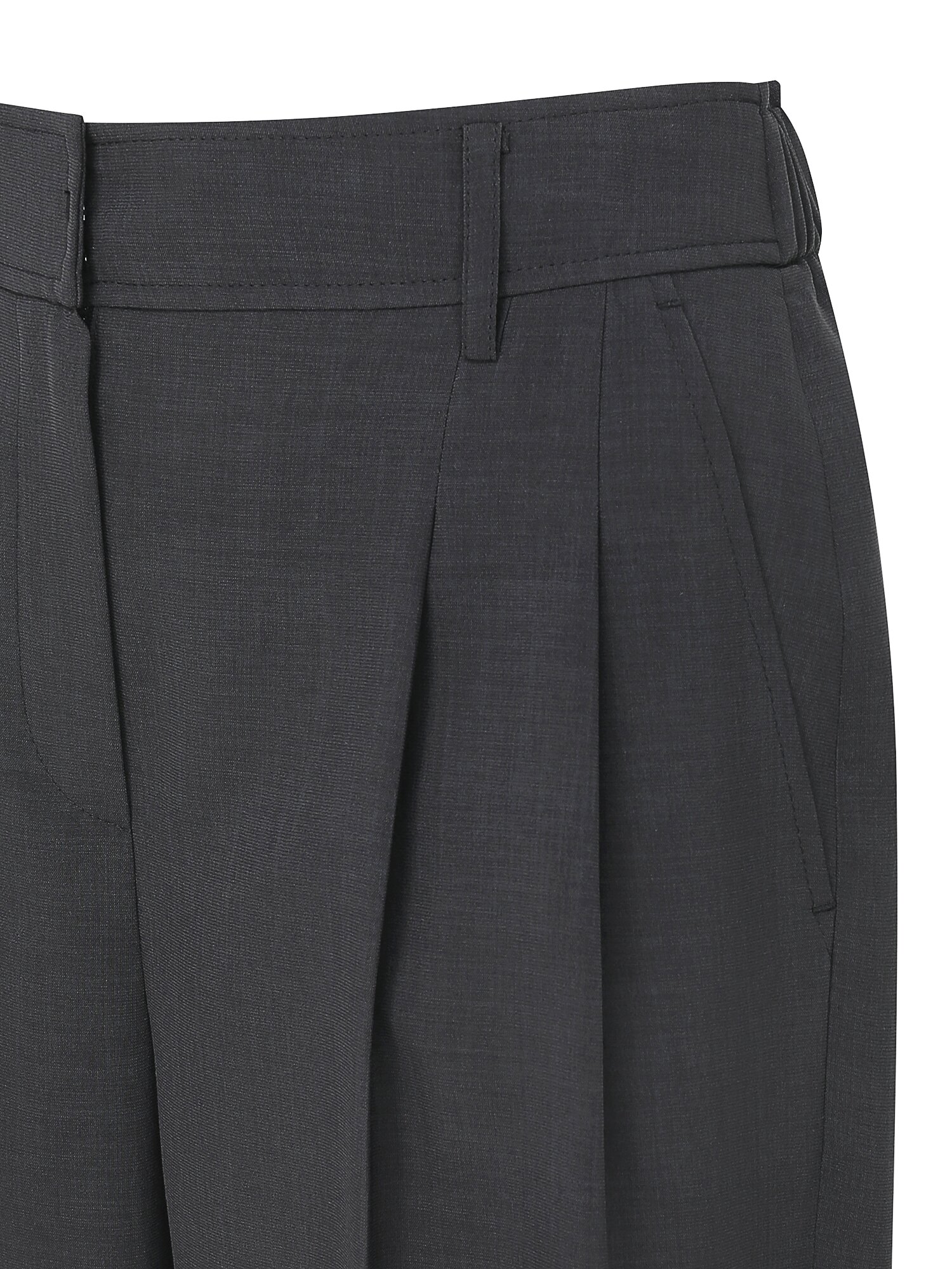 투턱 백 밴딩 세미 와이드 팬츠 (DARK GREY)