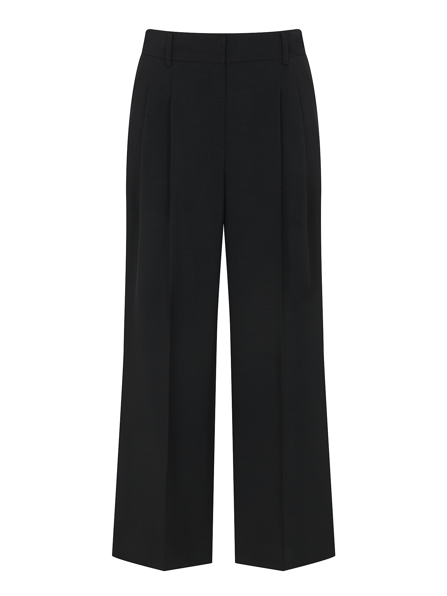 투턱 백 밴딩 세미 와이드 팬츠 (BLACK)